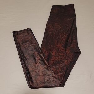 Beach Riot Animal Print Brown and Black Patterned Shiny Leggings